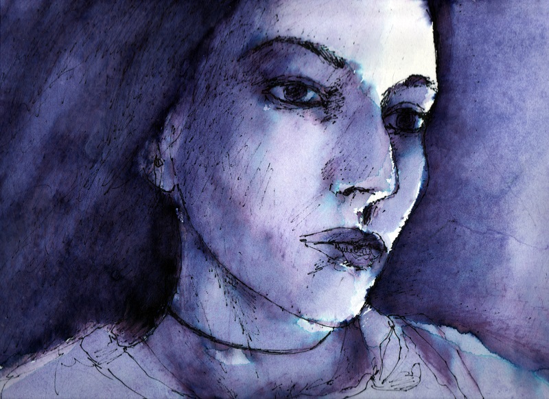 ANDREA CHIESI RITRATTO DI SHEYMA 5 2019 china su carta cm 25x35