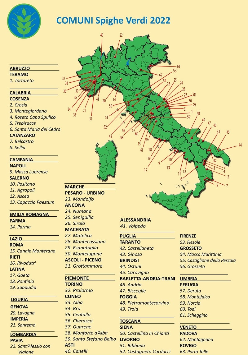 Mappa Comuni Spighe Verdi 2022 corretta
