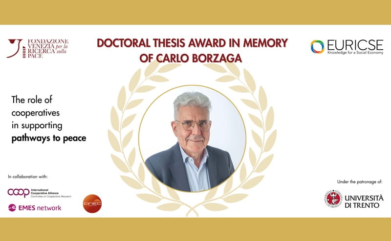 Premio di Dottorato Carlo Borzaga: cooperative e costruzione della pace